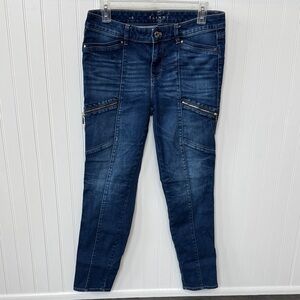 White House Black Market Dark Indigo Skinny Jeans with Zip Accents